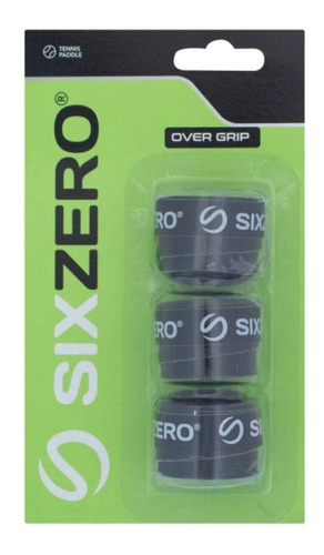 Cubre Grip Sixzero Tenis Padel Absorbente Liso Blister X3u Color Negro