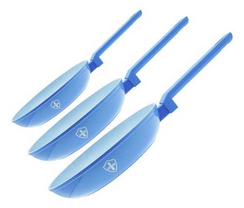 Set 3 Sartenes Swiss Silver Pastel 20cm 24cm 28cm Premium Color Azul Acero