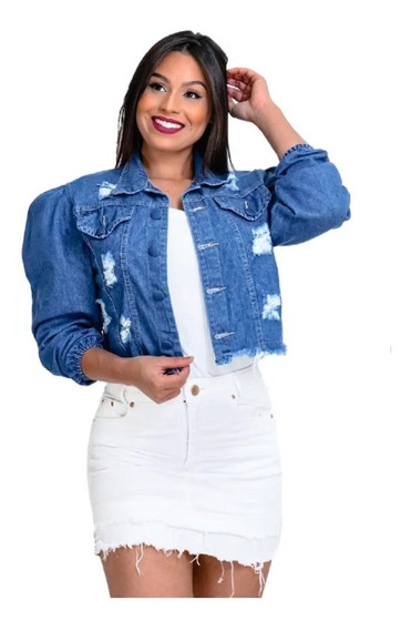 jaqueta jeans feminina curta branca