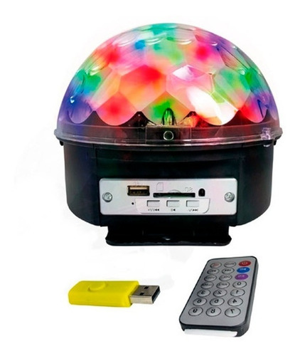 Imagen 4 de 4 de Bola Esfera Led Rgb Control Mp3 Usb Luz Parlantes Bluetooth