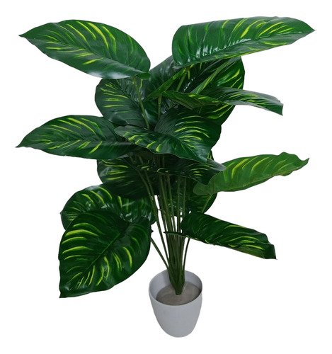 Planta Artificial Arbusto Decorativa  Hojas Rallada 70 Cm