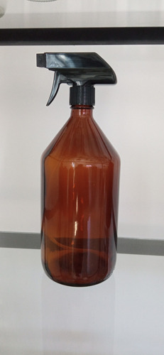 Botellas Vidrio Ámbar 1000ml C/gatillo Negro (pack Por 3)