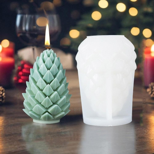 Vela De Árbol De Navidad 3d Con Molde De Silicona, Vela Navi