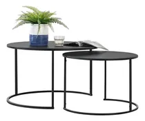 Comprar Mesas Ratonas Redondas Hierro Nido Tapa De Chapa- Alpha Deco