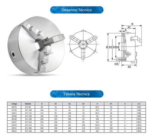 Placa Para Torno Universal - Med. 250mm/10 - 3 Castanhas