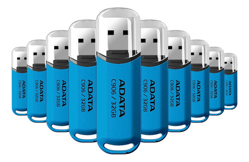 Kit 10 Memorias Adata C906 Usb 32gb 2.0 Azul Ac906-32g-rwb