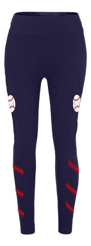 Cintura Alta Con Estampado De Béisbol En Color Liso Para Muj