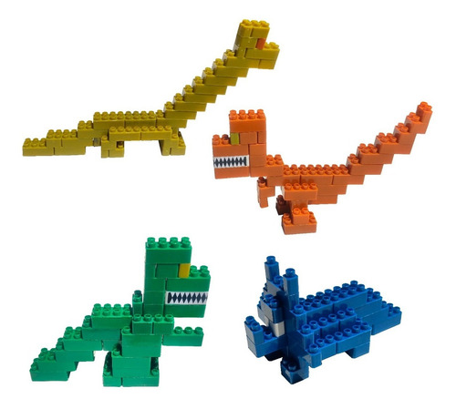 Imagen 3 de 5 de Eco Ladrillos - 4 Dinosaurios 142 Pz - Fundacion Garrahan