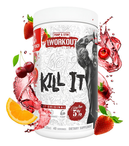 5% Nutrition Kill It Pre Workout Pre Entreno 40 Servs Sabor Ponche De Frutas