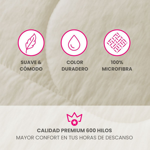Acolchado Calidad Superior 2 Plazas Y Media 600 Hilos Blanco Blanco Lisa