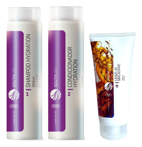 Southliss Hydration Shampoo E Cond + Leave In Macadame