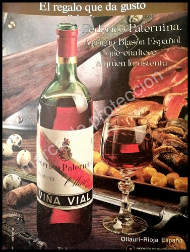 Cartel Publicitario Retro Vinos Federico Paternina 1970s