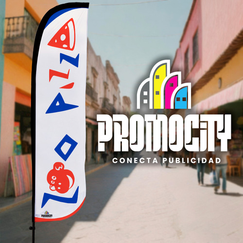 Bandera Publicitaria Promocity Zoo Pizza 4x1 Completa Zoo Pizza