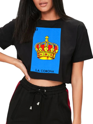 Playera Crop Top La Loteria 47 La Corona