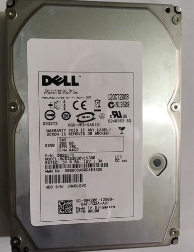 Disco Duro Dell 300gb Sas Rpm 15k 6gbps 3.5 P/n Ob22179 3.5 