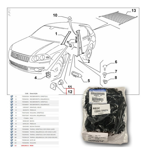 Rede Porta Malas Fiat Idea Adventure 2008 Novo Original