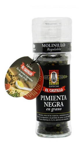 El Castillo - Molinillo Pimienta Negra En Grano X 45 Gr