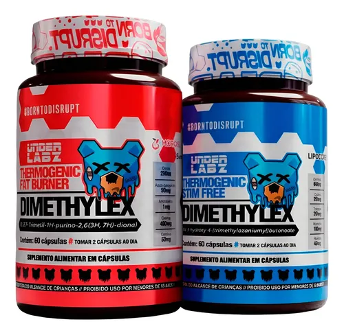 Kit Dimethylex Under Labz Original + Stim Free Sem Cafeína 60 Cap...