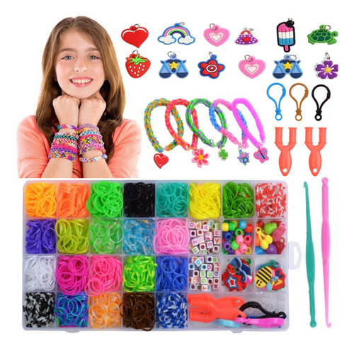 Kit Para Hacer Pulseras Elásticas Diy Craft Loom De 1500 Pie