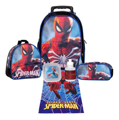 Mochila Masculina Homem Aranha Rodinhas Escolar E Acessórios