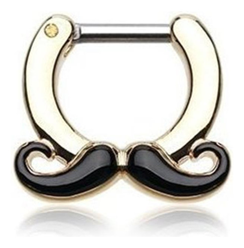 Aros - Covet Jewelry Golden Classic Mustache Septum Clicke