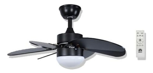 Ventilador Moderno 30 PuLG 6 Velocidades Y Luz Led 6 Aspas Color De La Estructura Negro Color De Las Aspas Negro Diámetro 77 Cm