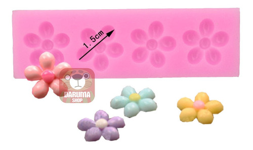 Molde Silicona 4 Mini Flor 5 Petalo Fondant Porcelana Resina