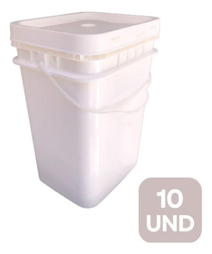 Balde Retangular 20l Para Arroz Branco 10 Und