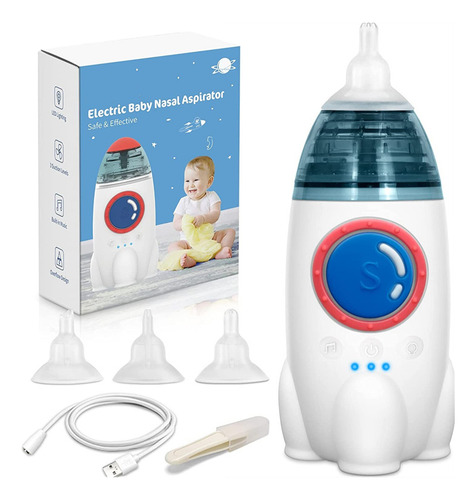 Aspirador Nasal Saca Mocos De Bebe Cohete Con 3 Boquillas