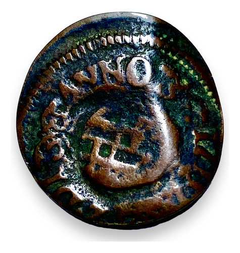 Moneda Española Ardite Año 1709 Carlos Iii 2 Denarios Cobre (Usado)