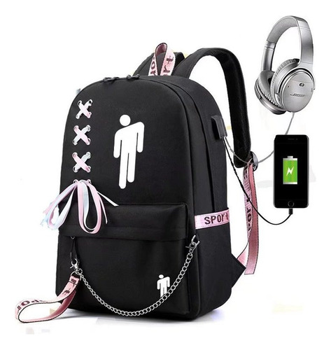 Mochila Billie Eilish Fashion Mochila Escolar Blohsh Con Usb