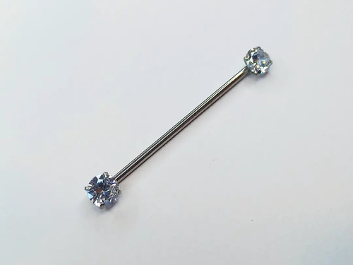 Piercing Barra Industrial Doble Circon Cubic Cat. Aaa