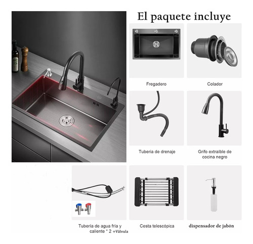 Lavaplatos De Cocina Empotrable 50x45cm Con Accesorios