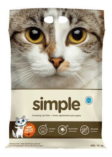 Arena De Gato Simple Arena Aglomerante Para Gatos Económica 18kg x 18kg de peso neto