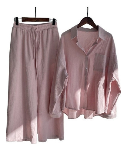 Cotton And Linen Shirt And Pants Set