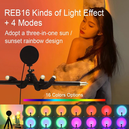 Lámpara De Atardecer Rgb Multifunción Proyector Ambiental
