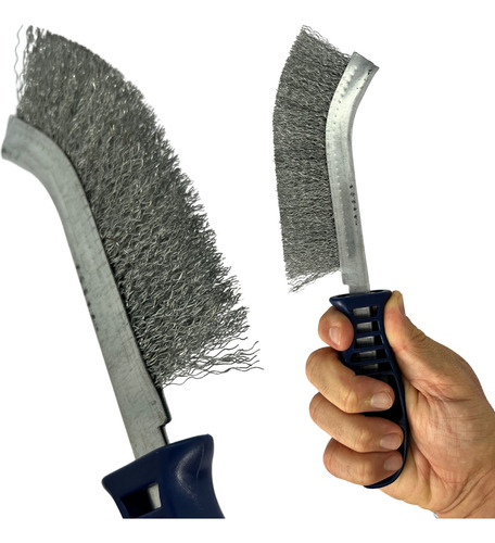 Kit Escova De Aço 2 Und Com Cabo Limpar Grelha Churrasqueira