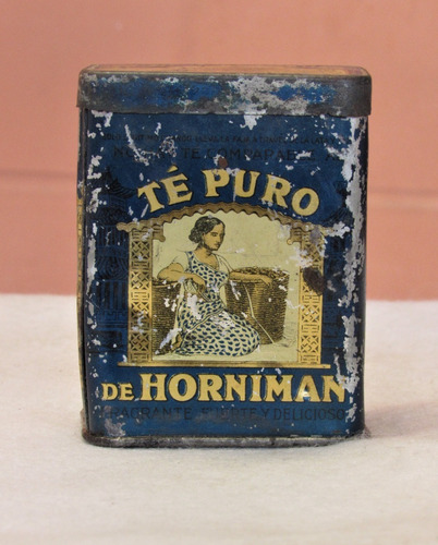 Antigua Lata Hornimans Azul Pure Tea 1/4 Libra 1910´s Azul