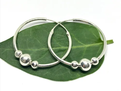 comprar Aros Argolla Balls Esferas Estilo Bali 30 Mm Mujer Plata 925