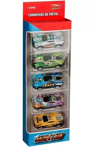 Kit com 6 carrinhos de fricção de Corrida