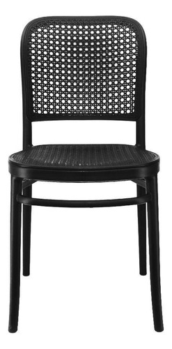 Kit 4 Cadeiras Jantar Design Rattan Amis Lola Empilhável Top Estrutura Da Cadeira Preto Assento Preto