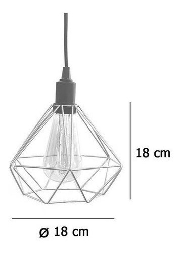 Lustre Pendente Luminária Aramado Diamante Preto
