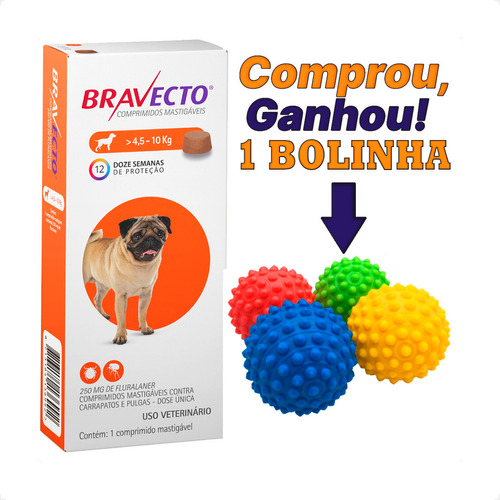 Bravecto De 4,5 A 10 Kg Msd Anticarrapatos E Pulga Original 