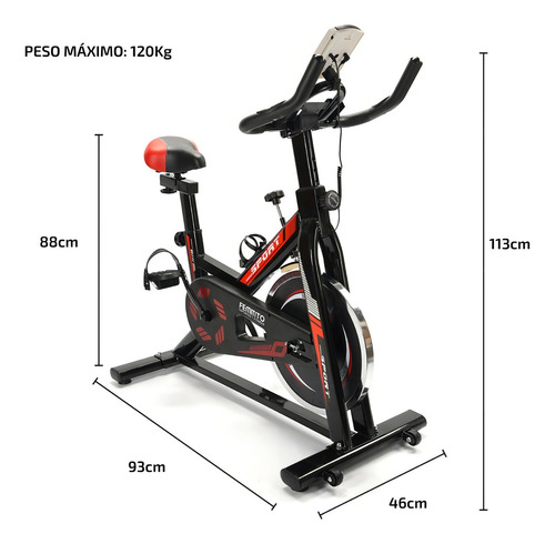 Bicicleta De Spinning Fija Femmto Bici Con Disco Fitness Color Negro