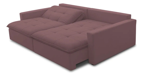 Sofá Cama Retrátil Reclinável Sala 208cm Lari Veludo Lilás