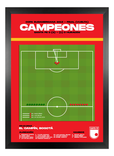 Cuadro Goles Santa Fe Campeón Copa Sudamericana (20x30cm)