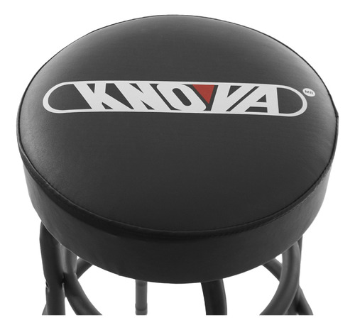 Banco Para Taller Metálico Color Negro Fijo Con Asiento Acolchado Giratorio A 360° Modelo Kn 7426 Knova