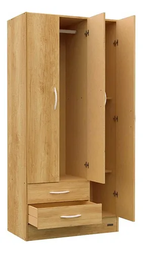 Placard Melamina 3 Puertas Eco Pack 2 Cajones