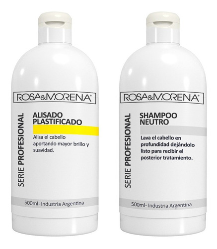 Imagen 1 de 3 de Alisado Plastificado Y Shampoo Neutro Rosa & Morena 500ml