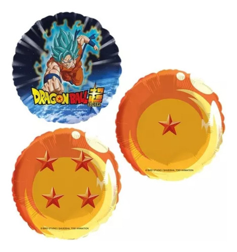 Pack 3 Uds Globos Metálicos Diseño Dragon Ball